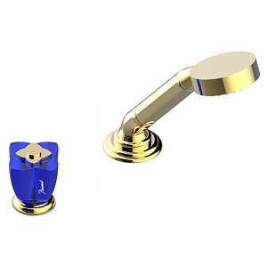 THG Pуtale de cristal bleu Ручной душ на борт ванны, 2 отв., цвет: золото/синий хрусталь