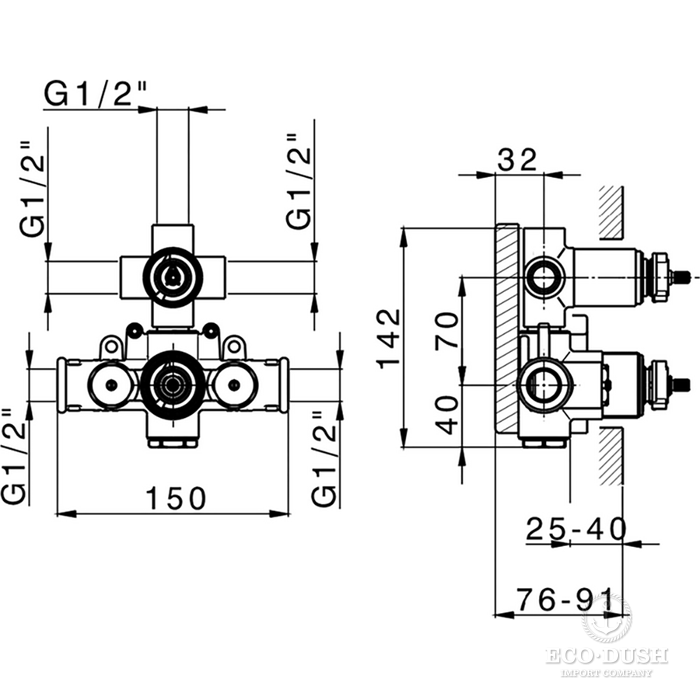 CISAL Встраиваемая часть термостатического смесителя с переключателем на 3 положения, ZA01820104