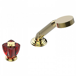 THG Petale de Cristal rouge Ручной душ на борт ванны, 2 отв., цвет: золото/красный хрусталь