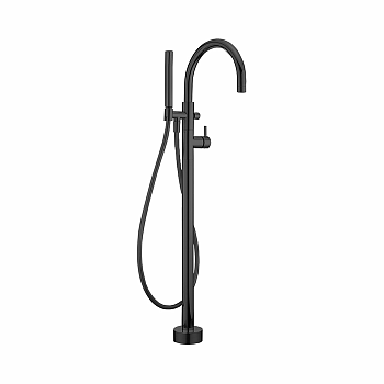 Cisal Less New Напольный смеситель для ванны с ручным душем со шлангом 150 см, цвет: черный матовый