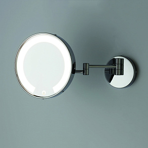 Bertocci Настенное увеличительное зеркало с двойным поворотным кронштейном 3X со светодиодной подсветкой и сенсорным выключателем, цвет: золото