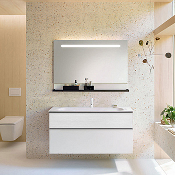 Burgbad Fiumo Комплект подвесной мебели 122х49х61см, с раковиной на 1 отв., ручки черные матовые, цвет: белый матовый