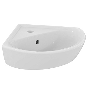 Ideal Standard Evrovit Раковина 34х34х12.5см., подвесная, 1 отв., угловая, с переливом, без крепежа, цвет: белый глянцевый