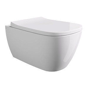 Alice Wunder Унитаз 53х31см., подвесной, безободковый, смыв aliflush+, под крепления Fischer WB-KliX, без сиденья и крышки, биколор, цвет: белый матовый/глянце