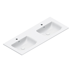 Catalano Italy Раковина 125x50см двойная, с 2 отв., цвет: белый глянцевый
