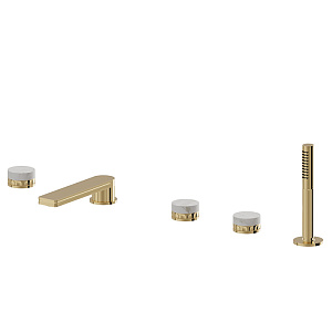 Newform Ionika allure bagno Смеситель на борт ванны 5 отв. с ручным душем , цвет: PVD glossy gold