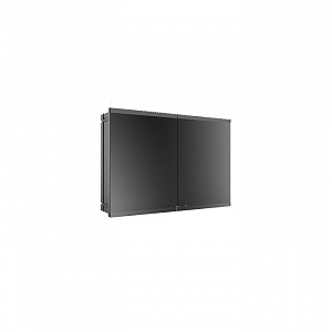 EMCO Evo Зеркальный шкаф 100xh70см с подсветкой, встраиваемый, 2 двери, 2 полки, розетка, цвет: черный