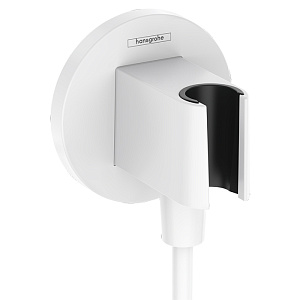 Hansgrohe FixFit S Шланговое подсоединение с держателем ручного душа, настенный, цвет: белый матовый