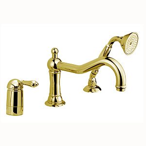 Nicolazzi El Capitan Смеситель на борт ванны на 3 отверстия, с изливом 246мм и ручным душем, цвет: English Gold