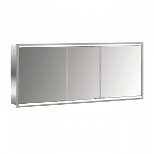 EMCO Prime2 Зеркальный шкаф 160x70см., с подсветкой, встраиваемый, 3 двери, 4 полки, розетка, цвет: белый