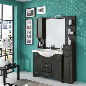 EBAN Eleonora Modular  Комплект мебели, со шкафчиком правым, зеркалом слева, пеналом справа, 130см, напольный, цвет: черный