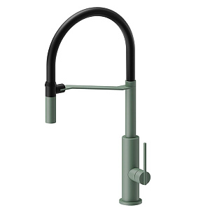 Newform Konbu Смеситель для кухни, на 1 отв., поворотный излив, цвет: soft eucalypt-черный матовый