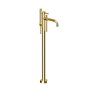 Bongio GIO2 Смеситель для ванны, напольный, высота: 89.4см, излив: 20см, (без встраиваемой части 09744 )цвет: матовое французское золото 