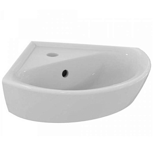 Ideal Standard Evrovit Раковина 34х34х12.5см., подвесная, 1 отв., угловая, с переливом, без крепежа, цвет: белый глянцевый