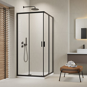 Radaway Alienta D Душевое ограждение 80x100см, стекло прозрачное, покрытие Easy Clean, профиль: черный