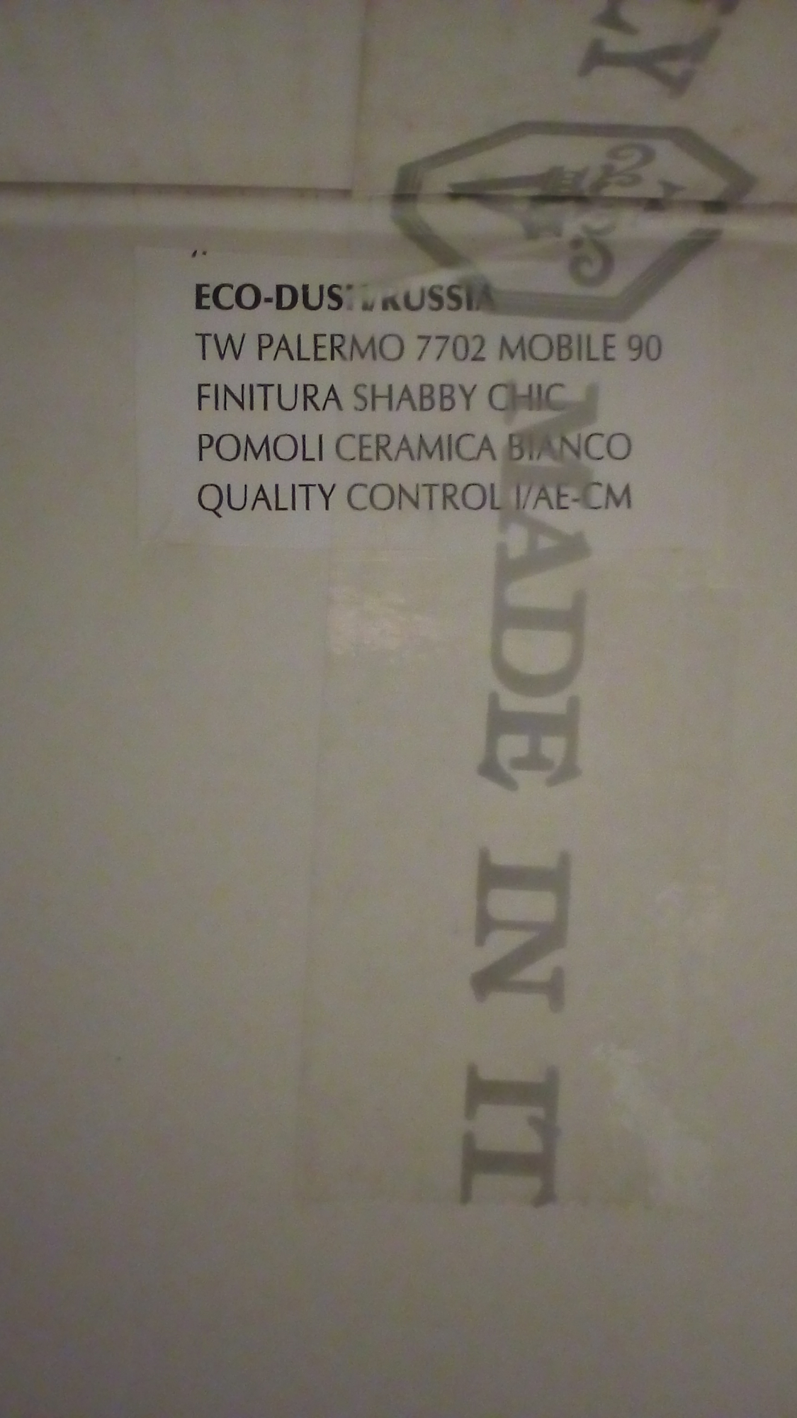 Tiffany World, Palermo 7702, база 90*54*h88, под раковину LA11, 2 выдв.ящ., отделка: SHABBY CHIC(потертый блеск), ручки: керамика /трещина/ код 33