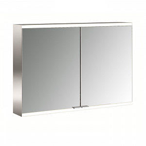 EMCO Prime2 Зеркальный шкаф 100x70см., с подсветкой, навесной, 2 двери, 2 полки, розетка, цвет: белый