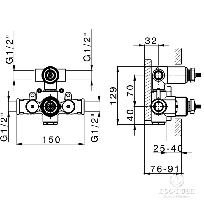CISAL Встраиваемая часть термостатического смесителя с переключателем на 2 положения, ZA01810104