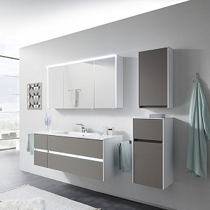 Pelipal Solitaire 6010 Комплект мебели с зеркальным шкафчиком, 130см, Цвет: серый/белый