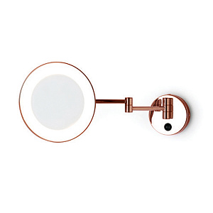 Bertocci Зеркала косметические Косметическое настенное круглое зеркало с LED-подсветкой,выключателем,3-кратное увеличение, цвет: Oro Rosa
