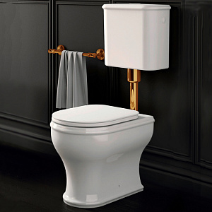 Azzurra Charme Унитаз напольный 52x40 см, 3L Water Saving, слив универсальный, сиденье микролифт, с креплением VFV, цвет: Bianco lucido/золото