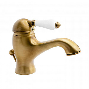 Nicolazzi P.m. Blanc Смеситель для раковины однорычажный, с донным клапаном, ручки белая керамика, цвет: бронза