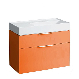 Laufen Kartell Тумба с раковиной, 89.5х45.5х61.5см, с 2 выдвижными ящиками, с сифоном, цвет: оранжевый глянцевый