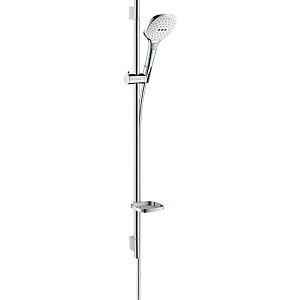Hansgrohe Raindance Select E Душевой набор: штанга 90см., ручной душ 120, 3jet (Rain, RainAir, WhirlAir), мыльница, шланг, цвет: белый/хром