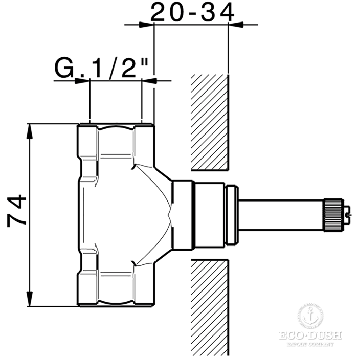 CISAL Встраиваемая часть запорного вентиля 1/2", открывание по часовой стрелке, ZA00332104