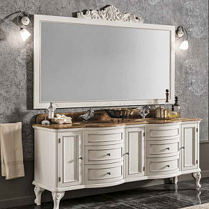 EBAN Sofia  Комплект мебели:  База под раковину, с декором argento с раковиной и зеркалом, 195см, Цвет: bianco decape