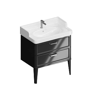 Kerama Marazzi Pompei Тумба подвесная 80см, с 2 ящиками, цвет: черный глянцевый