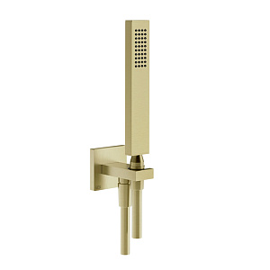 Gessi Rettangolo Душевой комплект: вывод на 1/2”, держатель, шланг 1,5м и душевая лейка, цвет: Brush