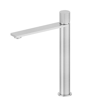 Newform Steel Line Смеситель для раковины, высокий, 1 отв., без донного клапана, цвет: stainless steel