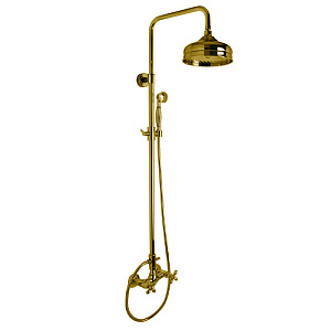 Fima Carlo Frattini Olivia Душевая стойка, верхний душ 20см., со смесителем, с ручным душем и держателем, цвет: золото