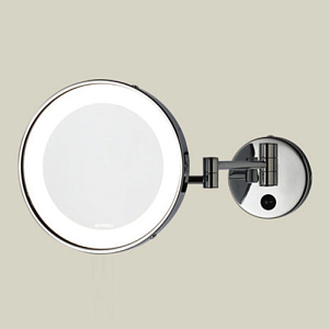 Bertocci Specchi Зеркало косметические, настенное круглое зеркало с LED-подсветкой,выключ.,3кратное увелич, цвет: никель матовый