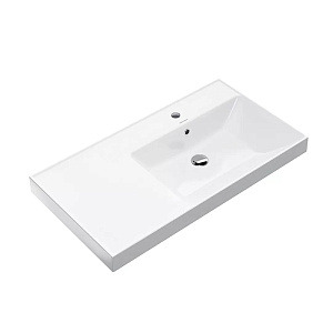 Kerama Marazzi Cubo Раковина 90х48.5х18см., подвесная, мебельная, правая, 1 отв., с переливом, цвет: белый глянцевый