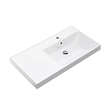 Kerama Marazzi Cubo Раковина 90х48.5х18см., подвесная, мебельная, правая, 1 отв., с переливом, цвет: белый глянцевый