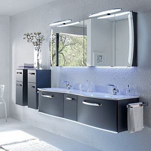 Pelipal Solitaire 7025 Комплект мебели с зеркальным шкафчиком и подсветкой, 170см, Цвет: стальной серый