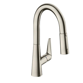 Hansgrohe Talis M51 Смеситель для кухни, на 1 отв однорычажный, поворотный излив 18.5см с вытяжным душем, 2jet, h15.2см, цвет: нержавейка