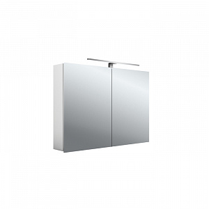 Emco Asis mee Зеркальный шкаф 100х15.3хh70см, навесной, 2 дверки, 2 стекл.полки LED-подсветка, розетка, цвет: алюминий