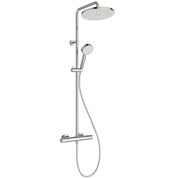 Ideal Standard Ceratherm T25 Душевая стойка, с термостатическим смесителем, ручным душем и шлангом, корпус Coolbody, руч. душ: 3 режима, верх. душ: 25см., цвет: хром