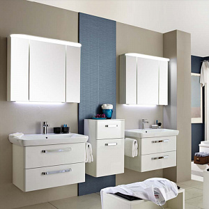 Pelipal Pineo Комплект мебели с 2 тумбами 80 см и 2 зеркальными шкафчиками, подвесной, цвет: белый