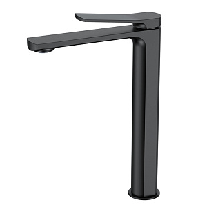 NEMO Prima Смеситель для раковины, высокий, 1 отв., с донным клапаном, цвет: черный матовый