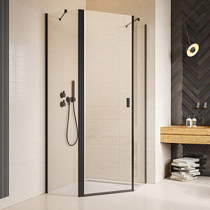 Radaway Nes Боковые стенки 90см, стекло прозрачное, покрытие Easy Clean, профиль: черный