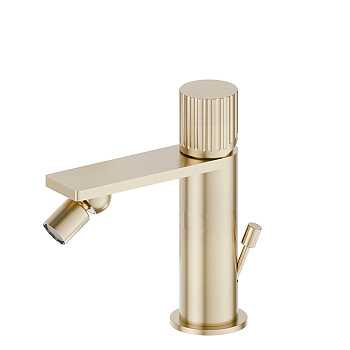 Newform Steel Line Смеситель для биде, 1 отв., с донным клапаном, цвет: pvd brushed pale gold
