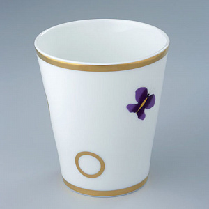 THG CAPUCINE MAUVE DECOR OR Чашка керамическая, настольная, декор золото/лиловый, цвет: белый