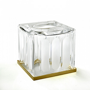 3SC Montblanc Контейнер для салфеток, 13х13хh15 см, настольный, цвет: прозрачный хрусталь/золото 24к. Lucido