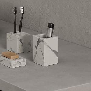 Dea Design Marble Стакан настольный, 8х8хh12см., из мрамора, цвет: Statuario White