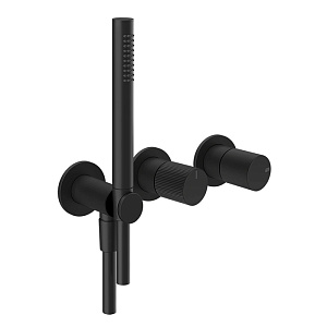 Gessi HABITO RIGATO Смеситель для душа, встраиваемый, на 2 выхода, с ручным душем, цвет: черный матовый