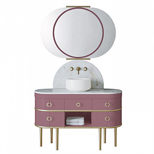 Devon&Devon Scottie Комплект напольной мебели с базой 122 см, зеркалом 110х78.6 см, цвет: CREMO EXTRA/INTENSE PINK
